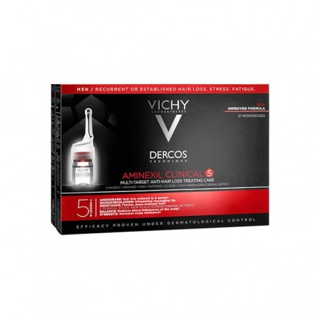 Comprar VICHY DERCOS AMINEXIL CLINICAL 5 ANTICAÍDA HOMBRE 21 MONODOSIS