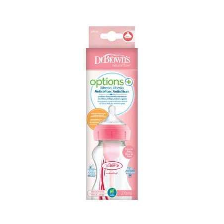 Comprar DR BROWNS OPTIONS+ BIBERÓN BOCA ANCHA ROSA 270 ML