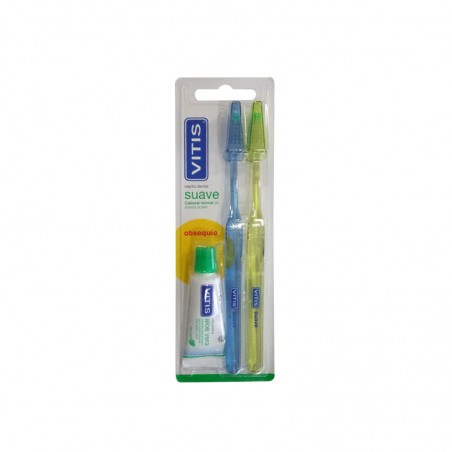 Comprar CEPILLO DENTAL ADULTO SUAVE DUPLO 2 UDS + PASTA DENTAL 15 ML