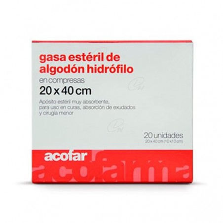 Comprar GASA ESTERIL ALGODON HIDROFILO COMPRESAS 20 X 40 20 U