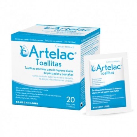 Comprar ARTELAC TOALLITAS ESTÉRILES OCULARES 20UDS al mejor precio en Farmacia4Estaciones, tu farmacia online Comprar ARTELAC TOALLITAS ESTÉRILES OCULARES 20UDS