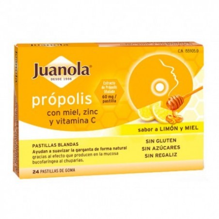 Comprar JUANOLA PRÓPOLIS CON MIEL,ZINC Y VITAMINA C 24 PASTILLAS