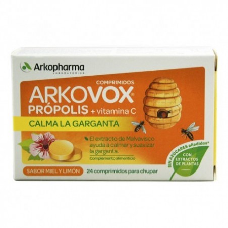 Comprar ARKOVOX PRÓPOLIS CON VITAMINA C SABOR MIEL Y LIMÓN 24 COMPRIMIDOS ARKOPHARMA