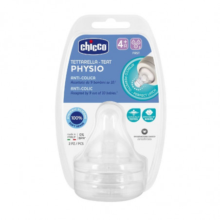 Comprar CHICCO TETINA PHYSIO ANTI-CÓLICO SILICONA +4M 2 UNIDADES