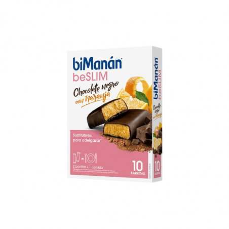 Comprar BIMANÁN BARRITAS BESLIM CHOCOLATE NEGRO CON NARANJA 10 UNIDADES