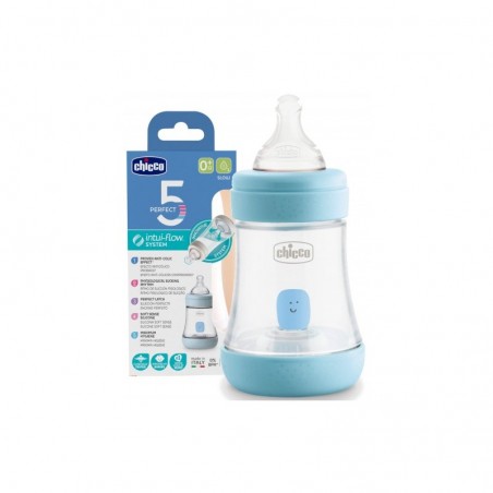 Comprar CHICCO BIBERÓN PERFECT 5 AZUL SILICONA +0M 150 ML