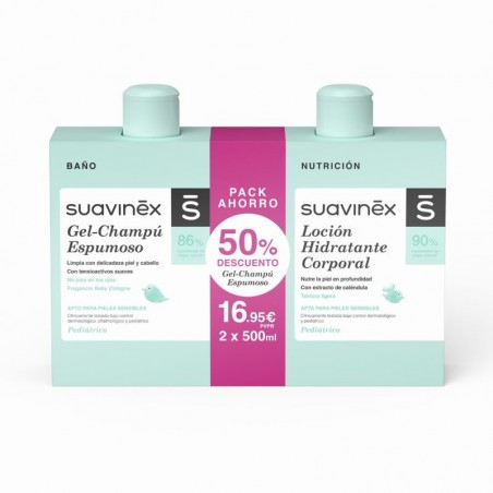 Comprar SUAVINEX PACK GEL CHAMPÚ ESPUMOSO 500 ML + LOCIÓN HIDRATANTE 500 ML