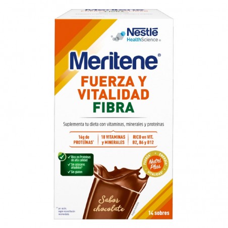 Comprar MERITENE FUERZA Y VITALIDAD FIBRA CHOCOLATE 14 SOBRES