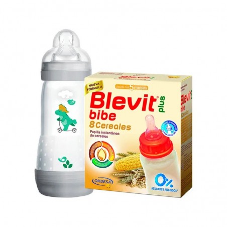 Comprar BLEVIT PLUS BIBE 8 CEREALES 600 G +5 MESES + BIBERÓN MAM DE REGALO