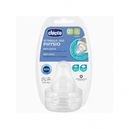 Comprar CHICCO TETINA PHYSIO ANTICÓLICO SILICONA 0M+ FLUJO LENTO 2 UDS