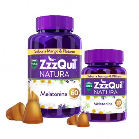 Comprar ZzzQUIL NATUREA MELATONINA SABOR MANGO Y PLÁTANO 90 GOMINOLAS