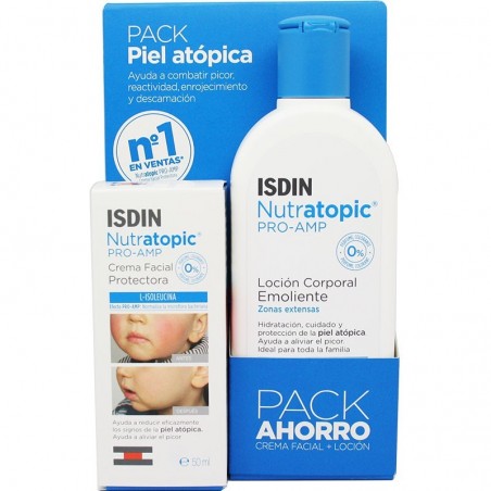Comprar pack nutratopic pro-amp crema facial+loción corporal 50+200 ml al mejor precio en Farmacia4Estaciones, tu farmacia online Comprar pack nutratopic pro-amp crema facial+loción corporal 50+200 ml