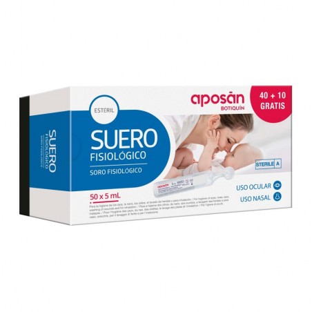 Comprar aposán suero fisiológico nasal monodosis 5 ml 40+10 uds al mejor precio en Farmacia4Estaciones, tu farmacia online Comprar aposán suero fisiológico nasal monodosis 5 ml 40+10 uds
