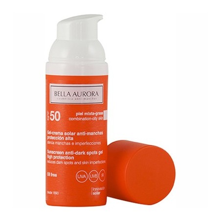 Comprar Bella Aurora Protección Solar Gel Piel Grasa SPF 50 50 ml al mejor precio en Farmacia4Estaciones, tu farmacia online Comprar Bella Aurora Protección Solar Gel Piel Grasa SPF 50 50 ml