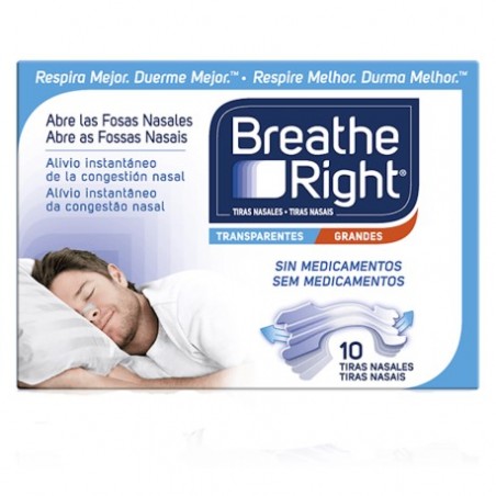Comprar tiras nasales breathe right transparentes t-grande 10und al mejor precio en Farmacia4Estaciones, tu farmacia online Comprar tiras nasales breathe right transparentes t-grande 10und
